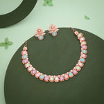 Thumbnail for Tehzeeb Creationss Rose Gold Polish Multi Colour Necklace With Pair Of Earrings - Distacart