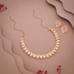 Thumbnail for Tehzeeb Creationss Rose Gold Polish Sea Green Colour Necklace With Pair Of Earrings - Distacart