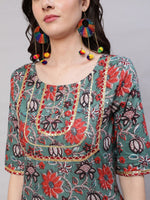 Thumbnail for Aks Floral Printed Regular Gotta Patti Kurta with Harem Pants - Distacart