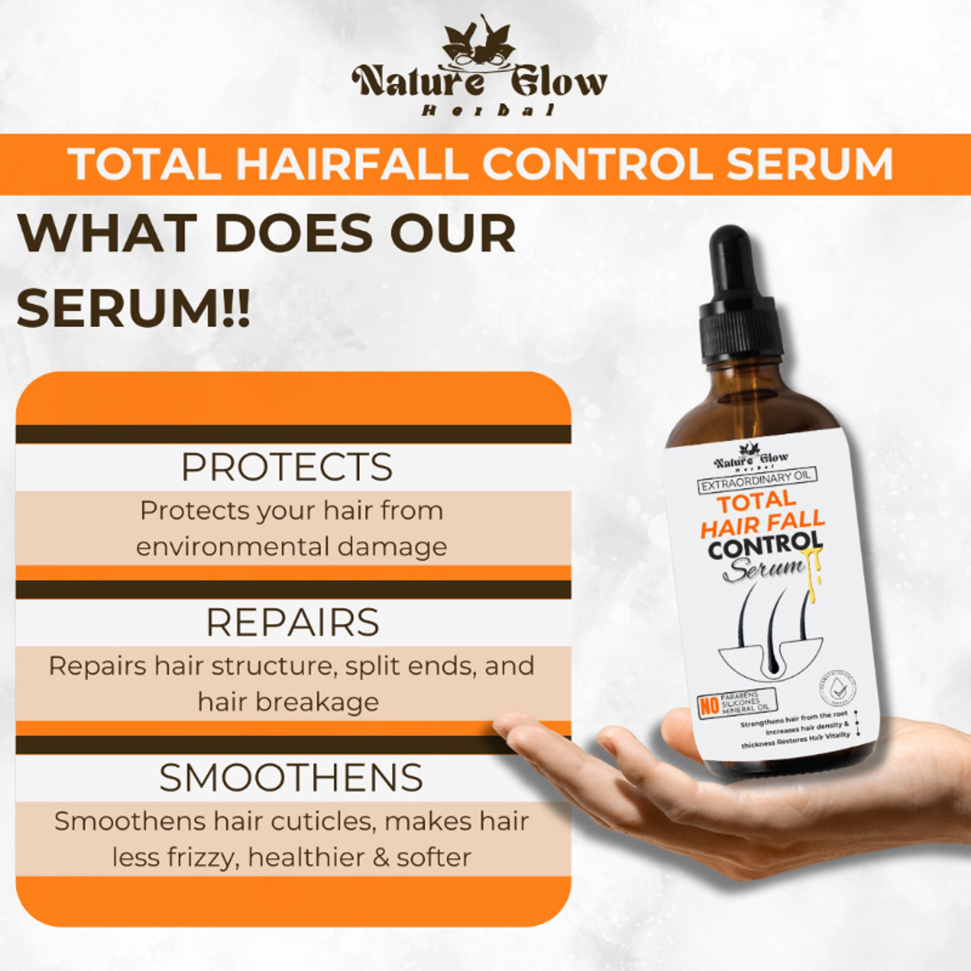 Nature Glow Herbal Total Hair Fall Control Serum - Distacart