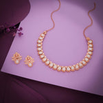 Thumbnail for Tehzeeb Creationss Rose Gold Polish White Colour Necklace With Pair Of Earrings - Distacart