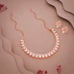 Thumbnail for Tehzeeb Creationss Rose Gold Polish White Colour Necklace With Pair Of Earrings - Distacart