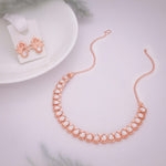 Thumbnail for Tehzeeb Creationss Rose Gold Polish White Colour Necklace With Pair Of Earrings - Distacart