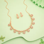 Thumbnail for Tehzeeb Creations Gold-Polished Baby Pink Colour Necklace With Earrings - Distacart
