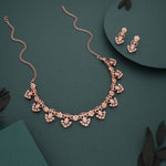 Thumbnail for Tehzeeb Creations Gold-Polished Baby Pink Colour Necklace With Earrings - Distacart