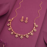 Thumbnail for Tehzeeb Creations Gold-Polished Baby Pink Colour Necklace With Earrings - Distacart