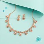 Thumbnail for Tehzeeb Creations Gold-Polished Baby Pink Colour Necklace With Earrings - Distacart