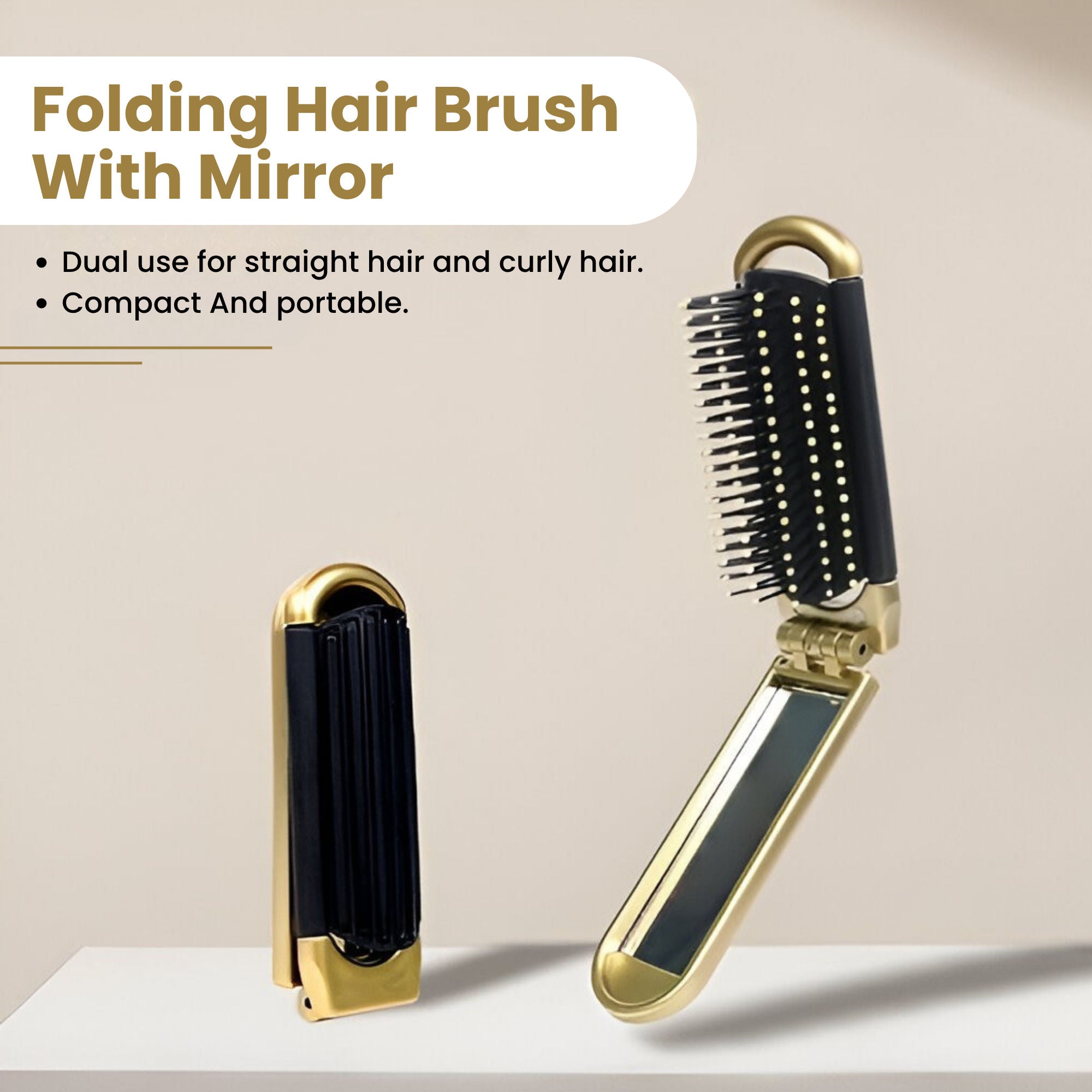 ZEYU Folding Hair Brush With Mirror - Distacart