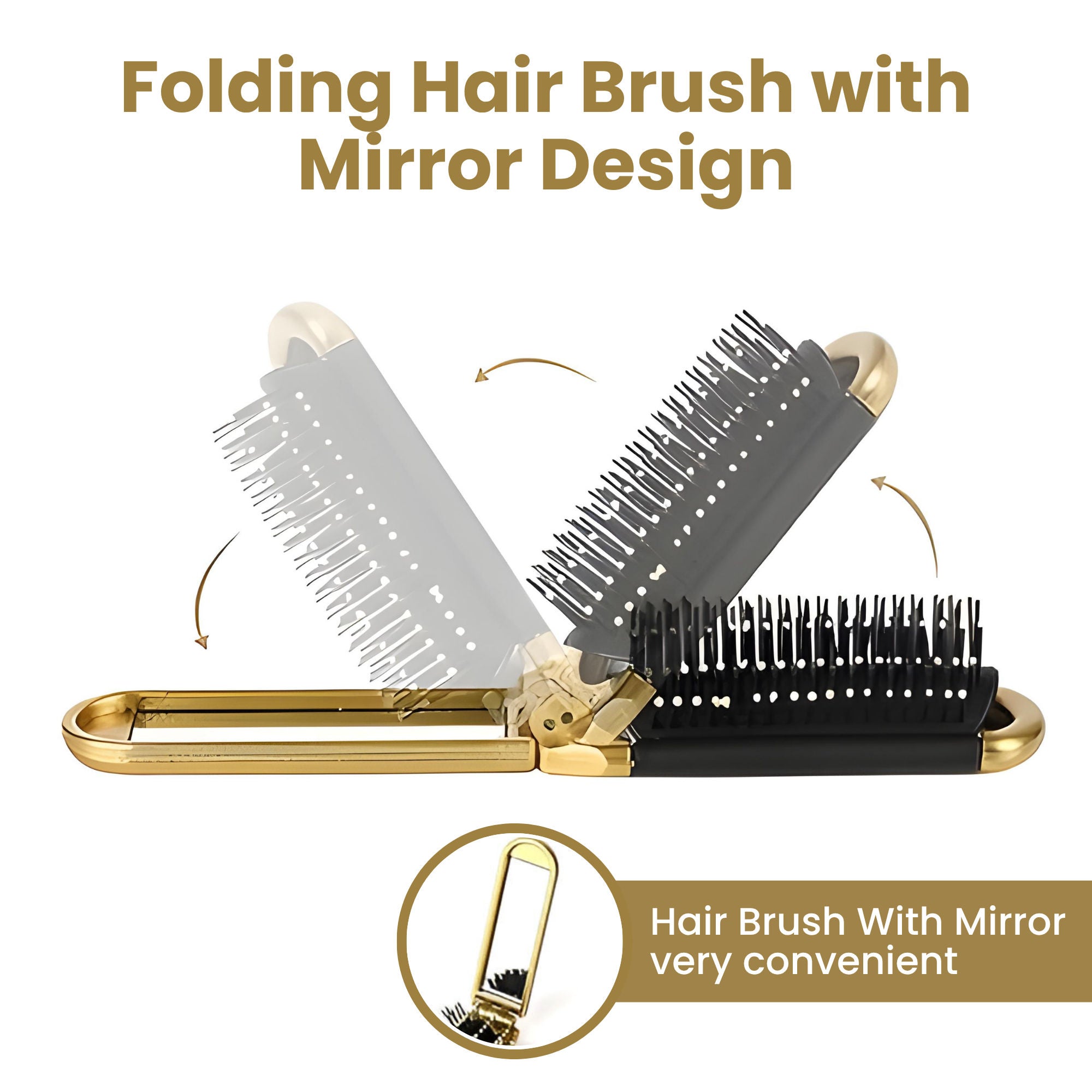 ZEYU Folding Hair Brush With Mirror - Distacart