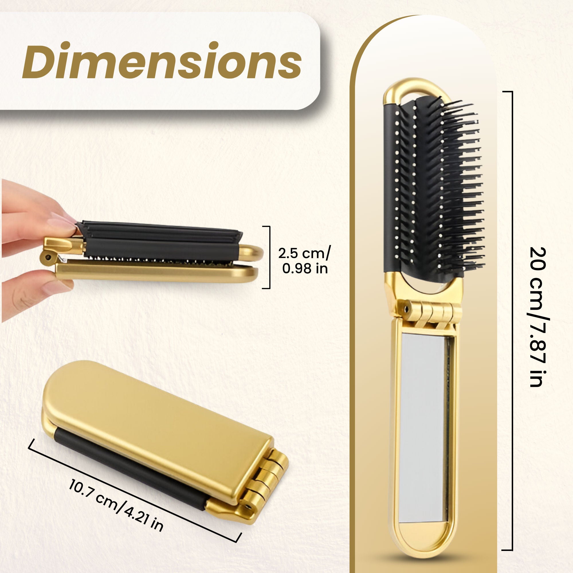 ZEYU Folding Hair Brush With Mirror - Distacart