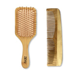 Thumbnail for ZEYU Wooden Hair Brush And Wooden Comb With Bamboo Bristles