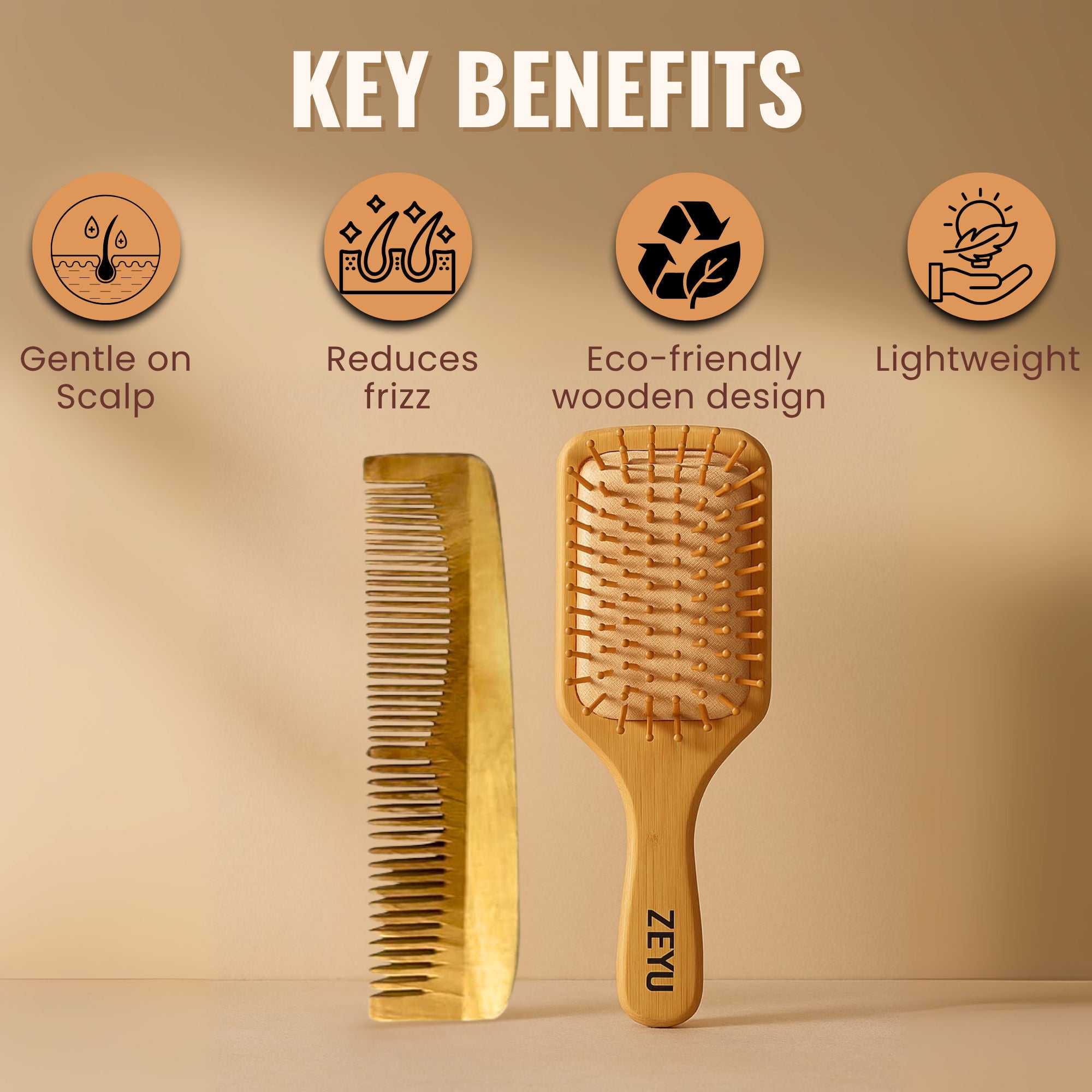 ZEYU Wooden Hair Brush And Wooden Comb With Bamboo Bristles - Distacart