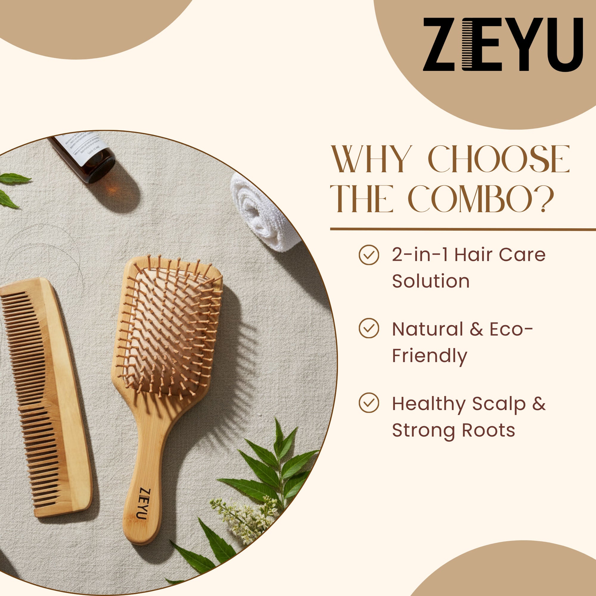 ZEYU Wooden Hair Brush And Wooden Comb With Bamboo Bristles - Distacart