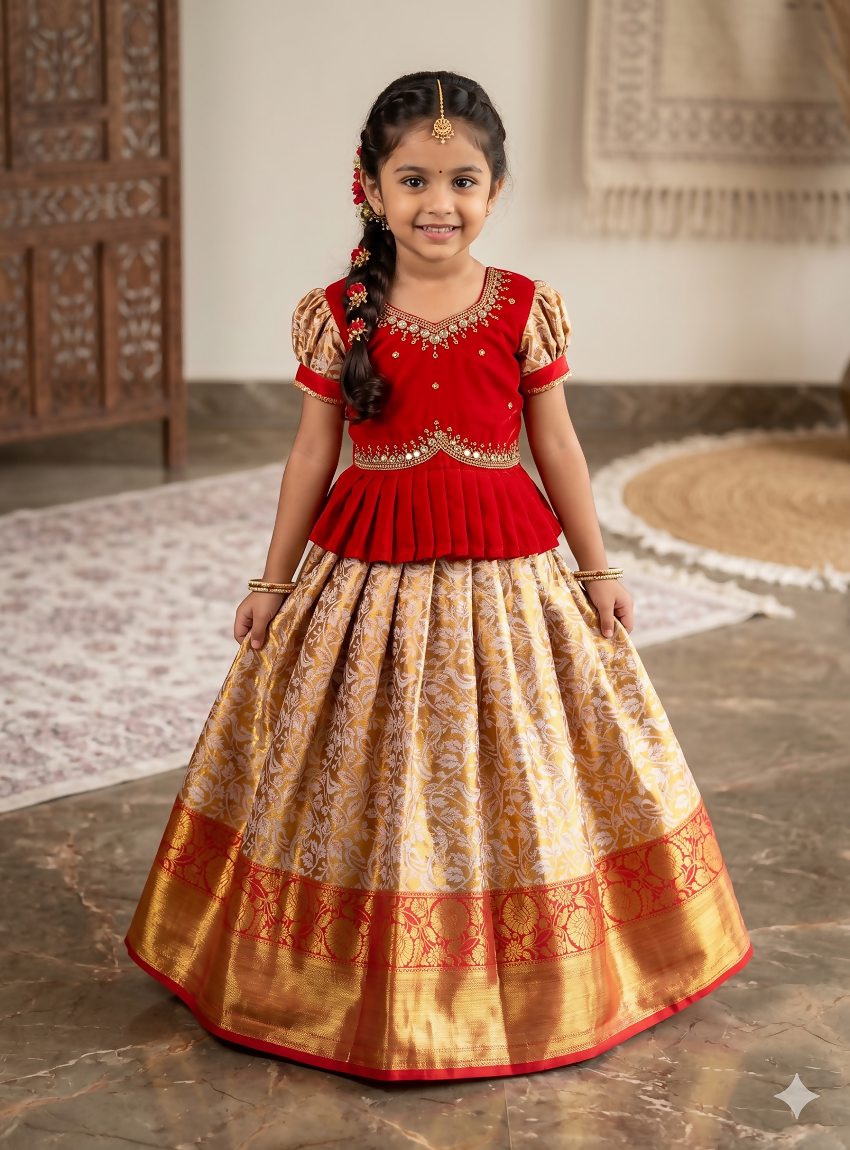 Teeya Creation New Trendy Lehenga Choli Set For Girls-Red - Dista