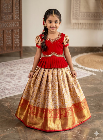 Teeya Creation New Trendy Lehenga Choli Set For Girls-Red - Dista