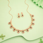 Thumbnail for Tehzeeb Creations Gold-Polished Black Colour Necklace With Earrings - Distacart