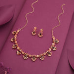 Thumbnail for Tehzeeb Creations Gold-Polished Black Colour Necklace With Earrings - Distacart