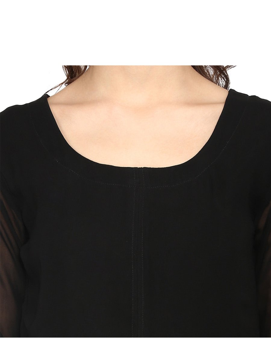 Ahalyaa Women Black & Golden Foil Print A-Line Kurta - Distacart
