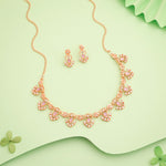 Thumbnail for Tehzeeb Creations Gold-Polished Lavender Colour Necklace With Earrings - Distacart