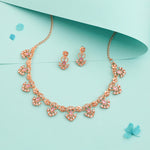 Thumbnail for Tehzeeb Creations Gold-Polished Lavender Colour Necklace With Earrings - Distacart