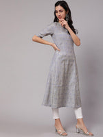 Thumbnail for Aks Ethnic Motif Woven Design Jacquard A-Line Kurta - Distacart