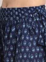 Thumbnail for TAG 7 Women Navy Blue Ethnic Motif Printed Cotton Palazzo
