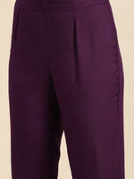 Thumbnail for All About You Women Purple Floral Print Regular Kurta with Trousers - Distacart