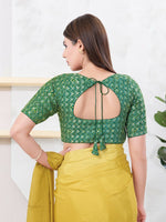 Thumbnail for Joban Fashion Green Art Silk Elbow Sleeveless Front Open Blouse