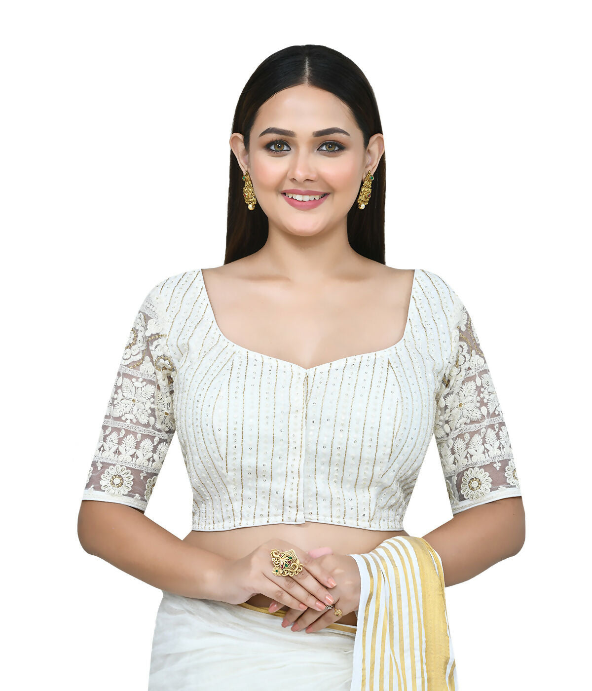 Joban Fashion Women's White Embroidered Stitched Blouse - Distacart