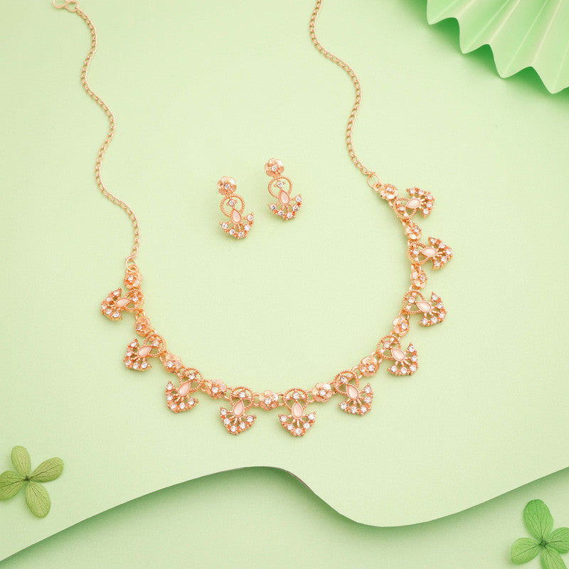 Tehzeeb Creations Gold-Polished White Colour Necklace With Earrings - Distacart