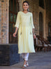 Juniper Women's Lemon Rayon Slub Solid Embroidered Straight Kurta - Distacart