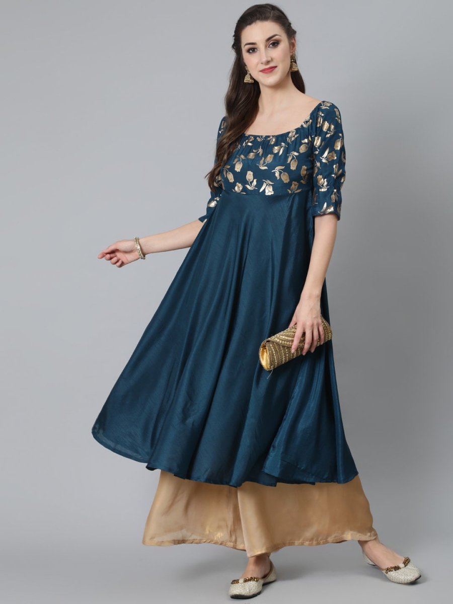 Aks Floral Yoke Design Anarkali Kurta - Distacart