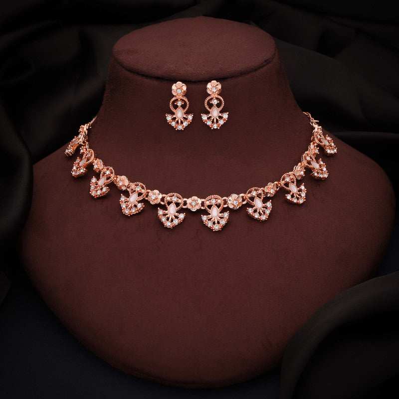 Tehzeeb Creations Gold-Polished White Colour Necklace With Earrings - Distacart