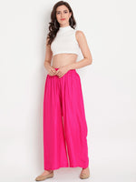 Thumbnail for TAG 7 Women Pink Solid Flared Palazzos