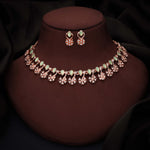 Thumbnail for Tehzeeb Creations Rose Gold-Polished Sea Green Choker Necklace With Dangle Earrings - Distacart