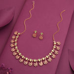 Thumbnail for Tehzeeb Creations Rose Gold-Polished Sea Green Choker Necklace With Dangle Earrings - Distacart