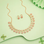 Thumbnail for Tehzeeb Creations Rose Gold-Polished Sea Green Choker Necklace With Dangle Earrings - Distacart