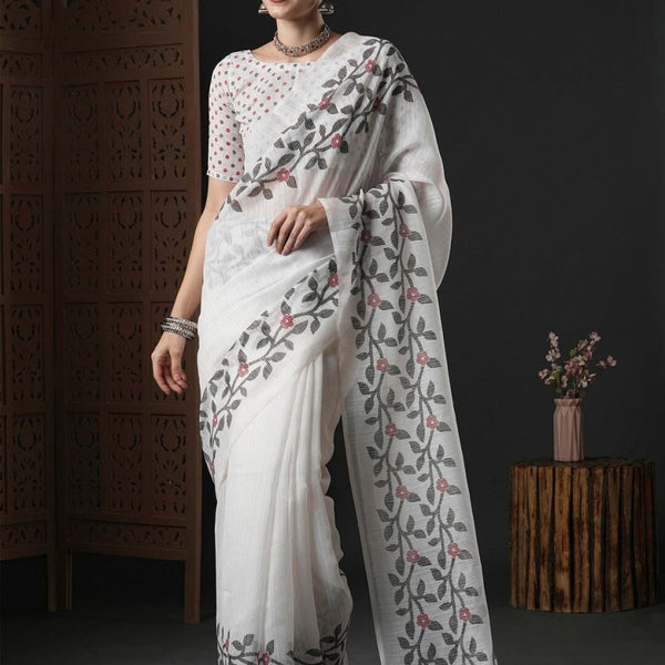 Anouk Floral Printed Block Print Saree - Distacart
