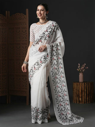 Anouk Floral Printed Block Print Saree - Distacart