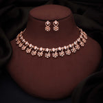 Thumbnail for Tehzeeb Creations Rose Gold-Polished White Choker Necklace With Dangle Earrings - Distacart