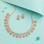 Thumbnail for Tehzeeb Creations Rose Gold-Polished White Choker Necklace With Dangle Earrings - Distacart