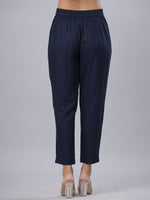 Thumbnail for Juniper Navy Soild Liva Rayon Pants With A Pocket - Distacart