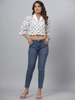 Thumbnail for Juniper Women's White Printed Straight Top - Distacart