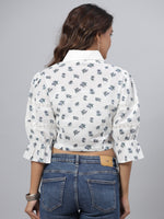 Thumbnail for Juniper Women's White Printed Straight Top - Distacart