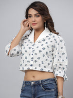 Thumbnail for Juniper Women's White Printed Straight Top - Distacart