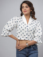 Thumbnail for Juniper Women's White Printed Straight Top - Distacart