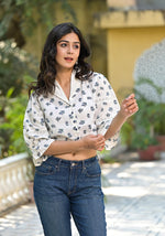 Thumbnail for Juniper White Floral Printed Cotton Top With Button Closure - Distacart