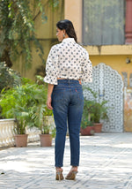 Thumbnail for Juniper White Floral Printed Cotton Top With Button Closure - Distacart