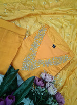 Thumbnail for Vellora Roman Silk Yellow Festival Wear Sequins Work Readymade Straight Suit