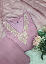 Thumbnail for Vellora Roman Silk Lilac Festival Wear Sequins Work Readymade Straight Suit